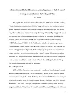 A Sociological Contribution to the Goldhagen Debate