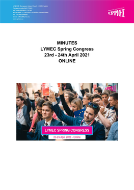 MINUTES LYMEC Spring Congress 23Rd - 24Th April 2021 ONLINE