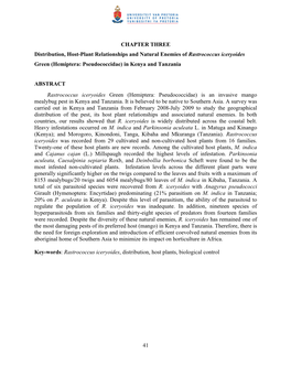 41 CHAPTER THREE Distribution, Host-Plant Relationships And