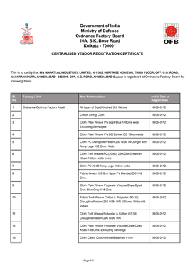 This Is to Certify That M/S MAFATLAL INDUSTRIES LIMITED, 301-302, HERITAGE HORIZON, THIRD FLOOR, OFF