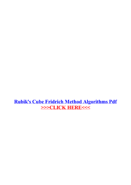 Rubik's Cube Fridrich Method Algorithms Pdf.Pdf