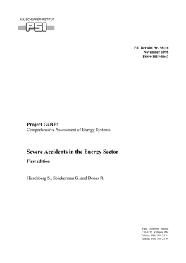 Severe Accidents in the Energy Sector