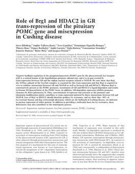 Role of Brg1 and HDAC2 in GR Trans-Repression of the Pituitary POMC Gene and Misexpression in Cushing Disease