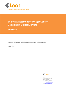 Ex-Post Assessment of Merger Control Decisions in Digital Markets