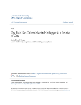 Martin Heidegger & a Politics of Care