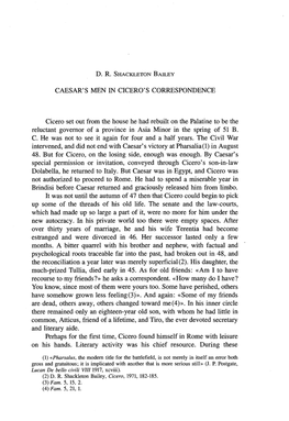CAESAR's MEN in CICERO's CORRESPONDENCE Cicero Set