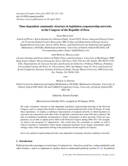 Time-Dependent Community Structure in Legislation Cosponsorship Networks in the Congress of the Republic of Peru
