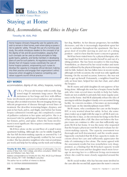 Risk, Accommodation, and Ethics in Hospice Care