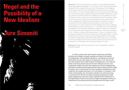 Hegel and the Possibility of a New Idealism Jure Simoniti