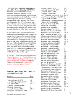 Florida Railroad Post Office Markings