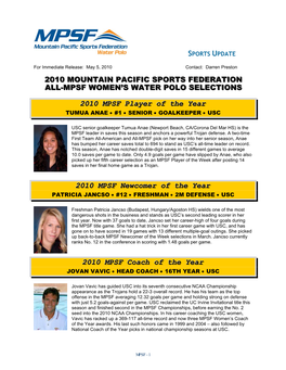 2010 Mountain Pacific Sports Federation All-Mpsf Women's Water