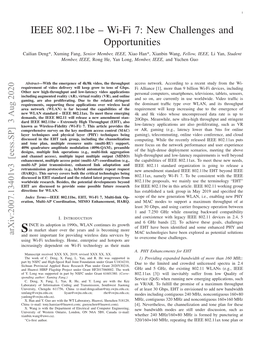 IEEE 802.11Be – Wi-Fi 7: New Challenges and Opportunities