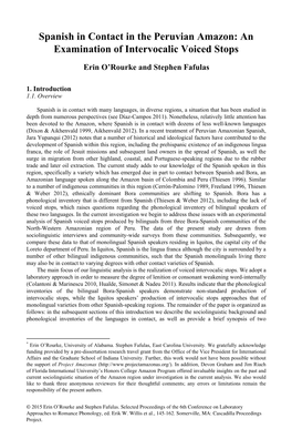 Spanish in Contact in the Peruvian Amazon: an Examination of Intervocalic Voiced Stops