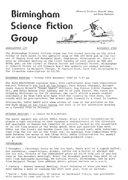 Birmingham Science Fiction Group Newsletter