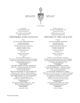 Proceedings of the Standing Senate Committee on Fisheries and Oceans (Hereafter, Committee Proceedings), 20 April 2010
