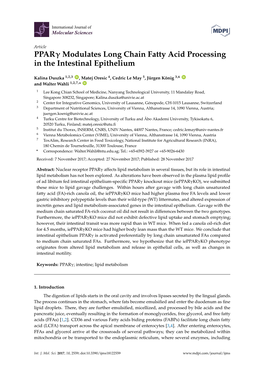 PPAR Modulates Long Chain Fatty Acid Processing in the Intestinal