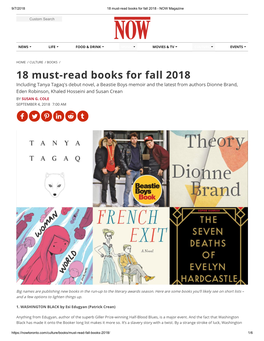 18 Must-Read Books for Fall 2018 - NOW Magazine