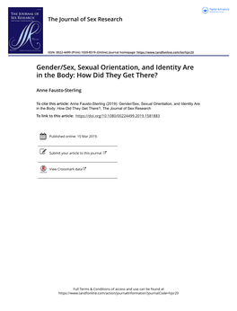Gender/Sex, Sexual Orientation, and Identity Are in the Body: How Did They Get There?