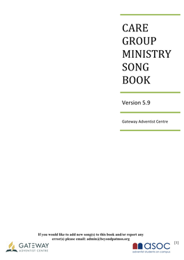 Care Group Ministry Song Book