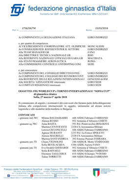 CONVOCAZIONE WCUP SOFIA GR 2018 Bis