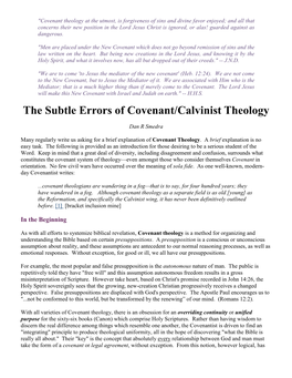 The Subtle Errors of Covenant/Calvinist Theology