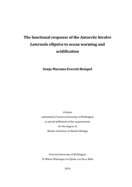 The Functional Response of the Antarctic Bivalve Laternula Elliptica to Ocean Warming and Acidification