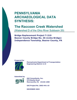 The Raccoon Creek Watershed (Watershed D of the Ohio River Subbasin 20)