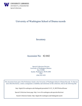 82-042 University of Washington School of Drama