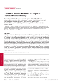 Antibodies Reactive to Non-HLA Antigens in Transplant Glomerulopathy
