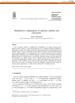 Multiplicative Independence of Algebraic Numbers and Expressions