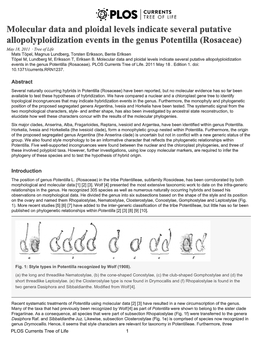 Molecular Data and Ploidal Levels Indicate Several