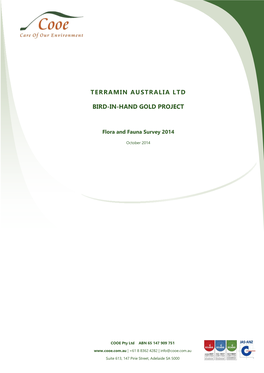 Terramin Australia Ltd Bird-In-Hand Gold Project Flora and Fauna Survey October 2014