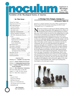 Mycologia Newsletter of the Mycological Society of America -- In