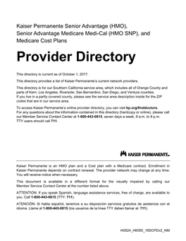 2018 Provider Directory Southern California