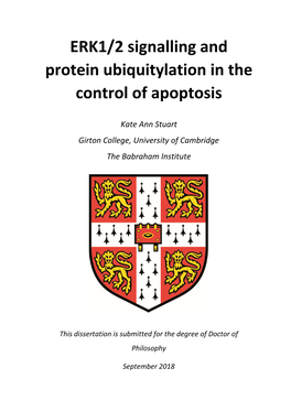 ERK1/2 Signalling and Protein Ubiquitylation in the Control of Apoptosis