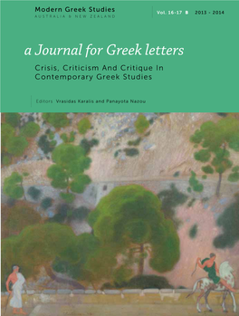 A Journal for Greek Letters Crisis, Criticism and Critique in Contemporary Greek Studies