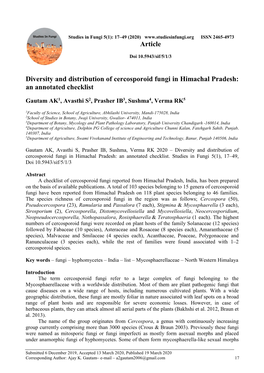 Diversity and Distribution of Cercosporoid Fungi in Himachal Pradesh: an Annotated Checklist