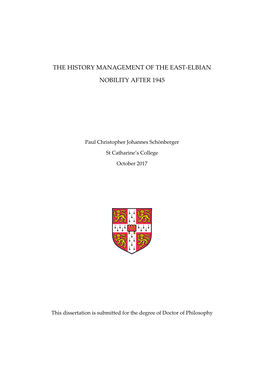 The History Management of the East-‐‑Elbian Nobility After 1945