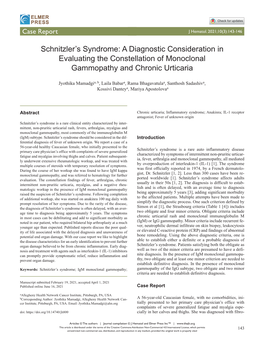 Schnitzler's Syndrome: a Diagnostic Consideration in Evaluating The