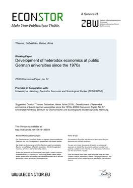 Development of Heterodox Economics at Public German Universities Since the 1970S