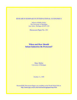 When and How Should Infant Industries Be Protected?