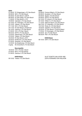 82/83 83/84 21.08.82 FC Wageningen V FC Den Bosch