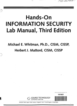 Hands-On INFORMATION SECURITY Lab Manual,.Third Edition