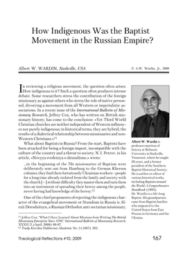 How Indigenous Was the Baptist Movement in the Russian Empire?