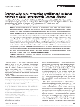 Genome-Wide Gene Expression Profiling and Mutation Analysis Of