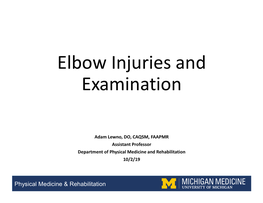 Elbow Injuries and Examination