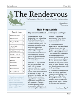 Rendezvous Winter 2015 the Rendezvous the Newsletter of the Rocky Mountain Forest Service Association
