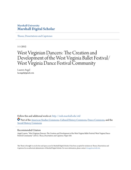 The Creation and Development of the West Virginia Ballet Festival/West