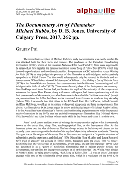 The Documentary Art of Filmmaker Michael Rubbo, by D. B. Jones