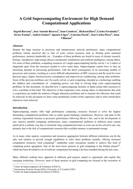 A Grid Supercomputing Enviroment for High Demand Computational Applications